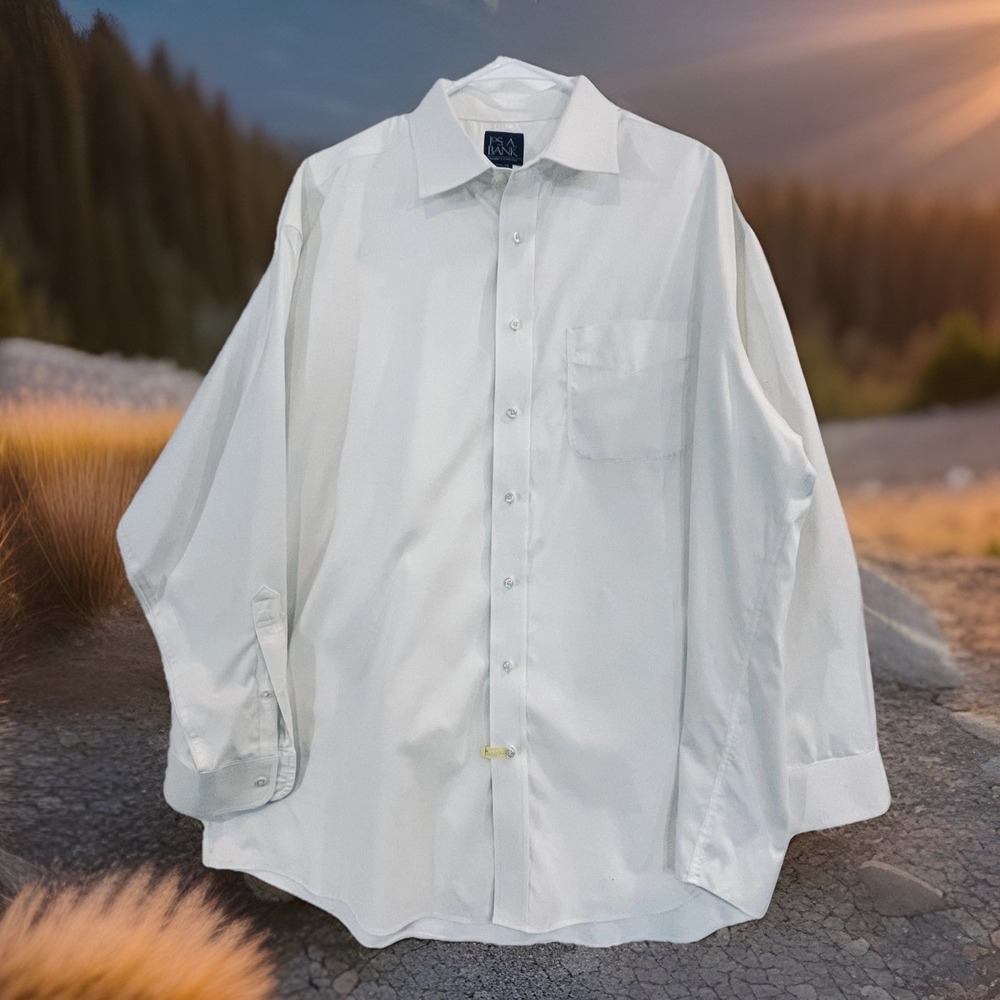 Jos A Bank Travelers Collection Dress Shirt Mens 17.5 34/35 White Cotton